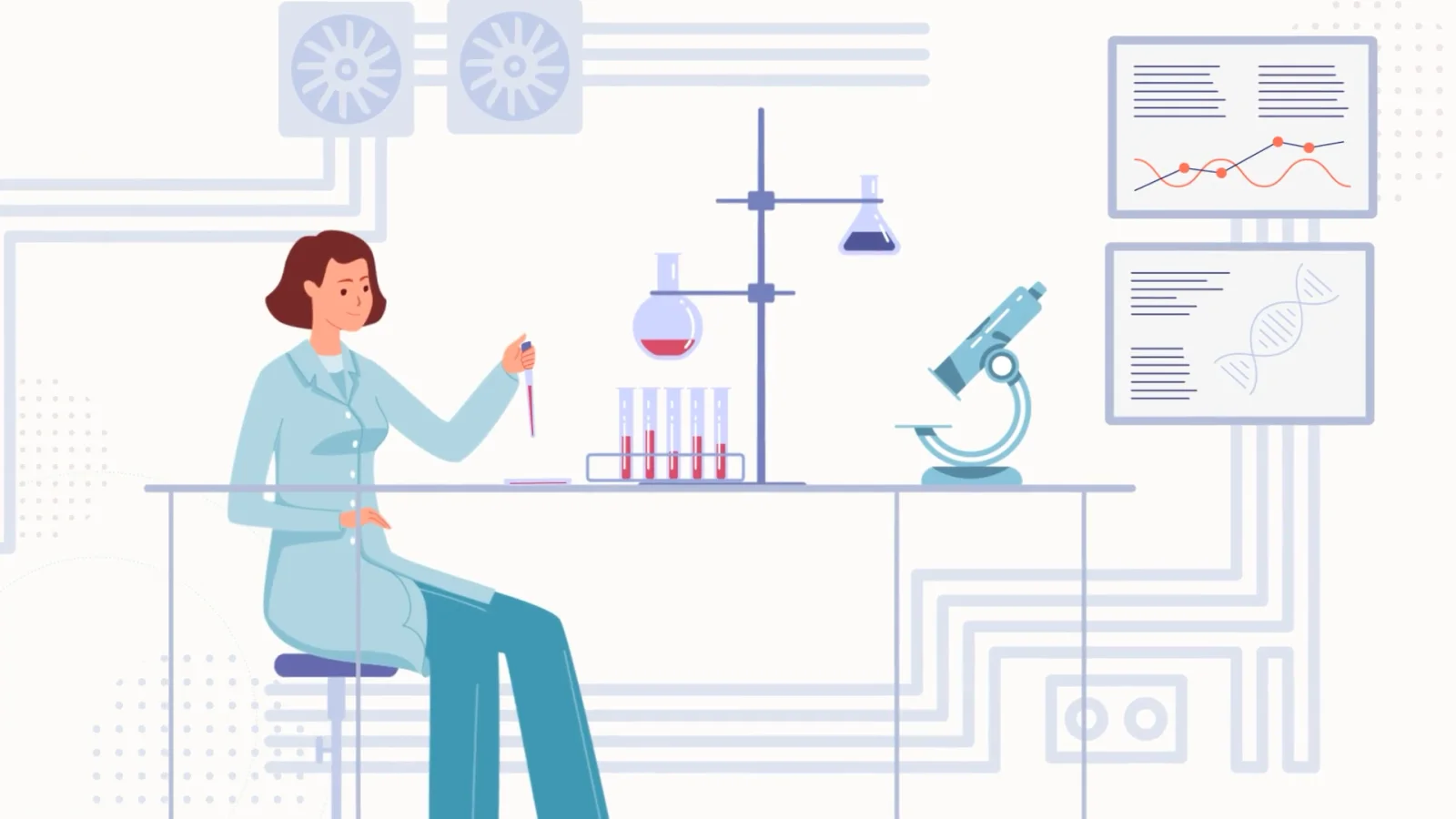 In the lab: storyboard panel and final frame