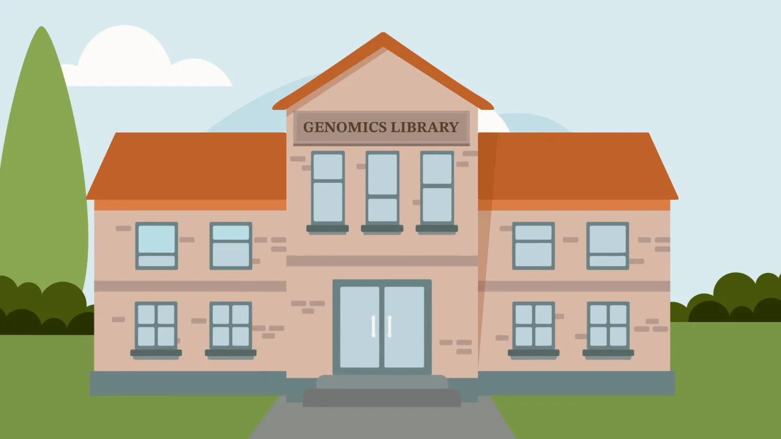The genomics library: storyboard panel and final frame